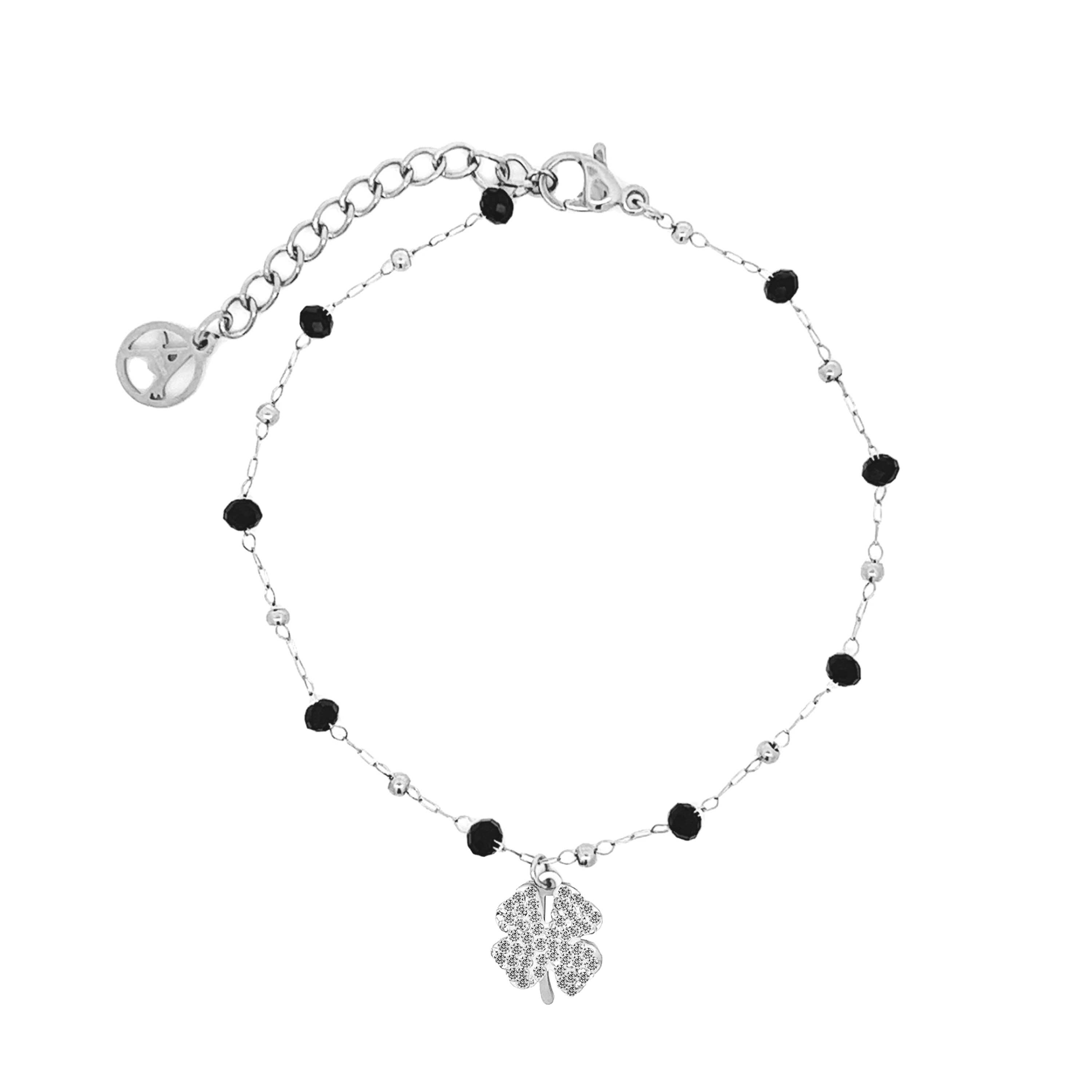 AMORINO SRL – Großhandel Armband mit Charms/Anhängern – Armband mit vierblättrigem Kleeblatt aus Kristall - JN21811544C766