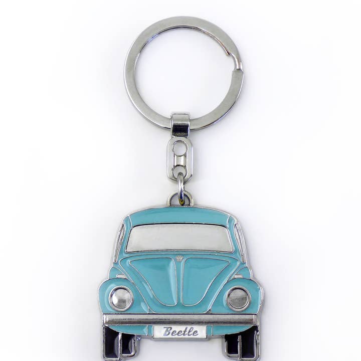 VW Collection by BRISA - Wholesale Keychain - Unisex - VW Beetle Key Ring in Gift Tin - Blue