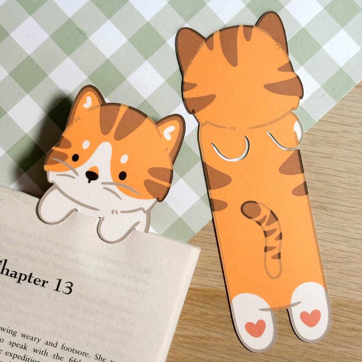 Patched Tabby Cat Peeking Bookmark for wholesale by izzoo