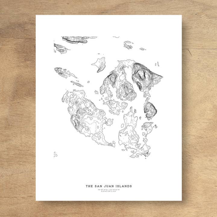The San Juan Islands Topographic Map Art Poster Print for wholesale by Topographia Design