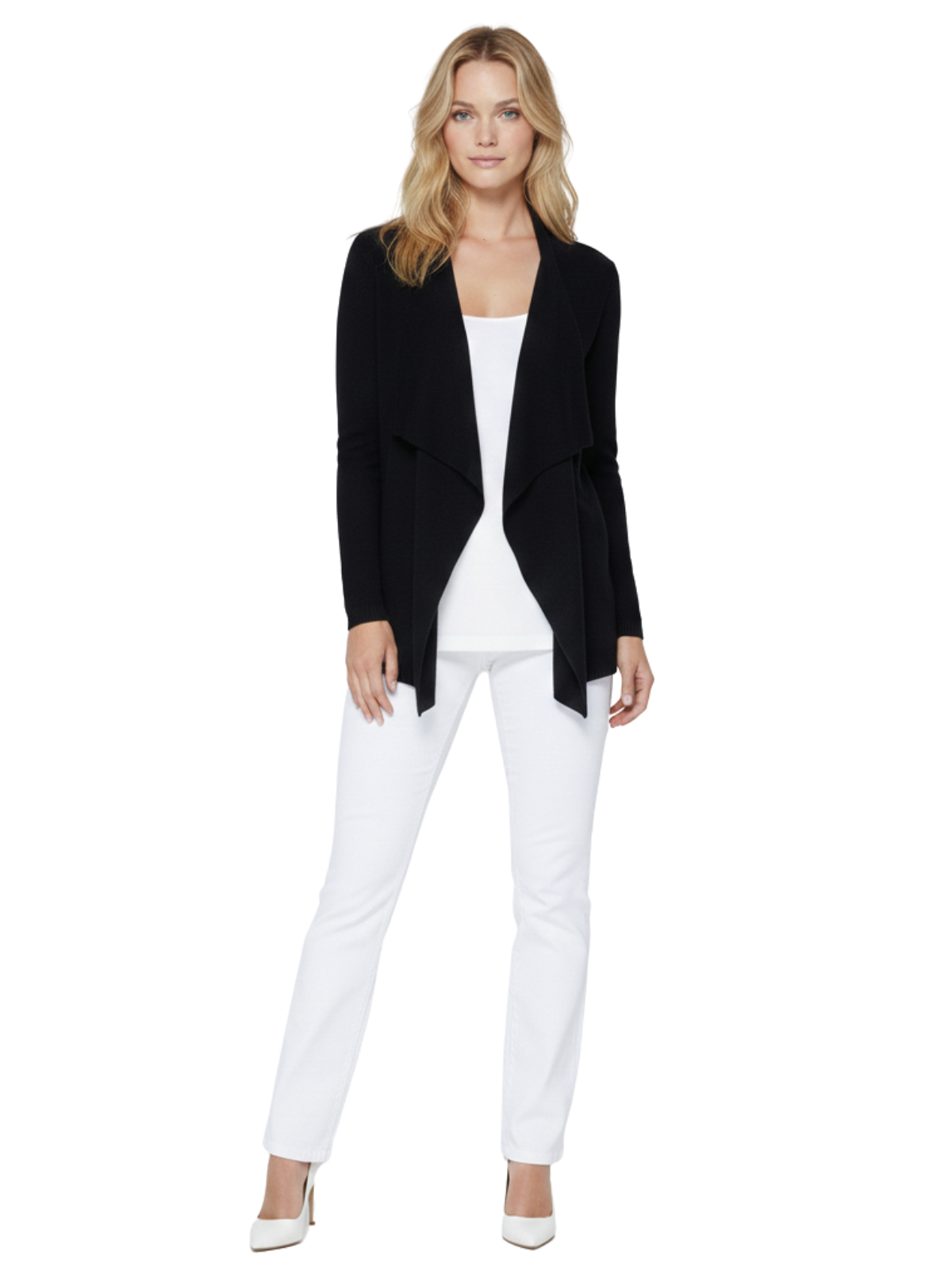 Mak - Wholesale Cardigan - Women's - Long Sleeve Open Front Draped Sweater Cardigan MK82183