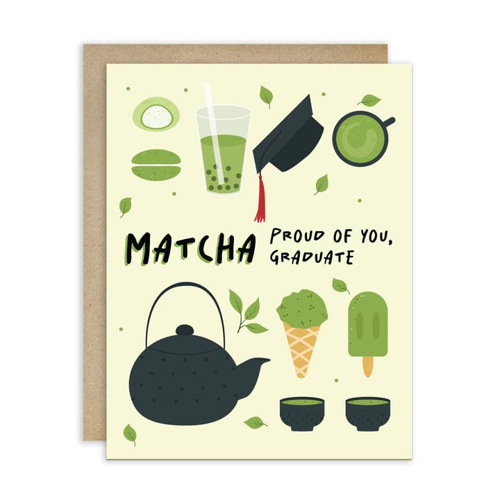 Matcha Graduation Card | Proud of You Japanese Green Tea for wholesale by Cute Asian Cards