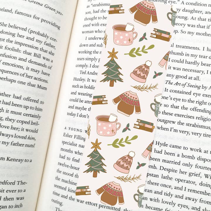 Holiday Hygge Bookmark | Soft Matte Laminated for wholesale by Indie Heart Studio