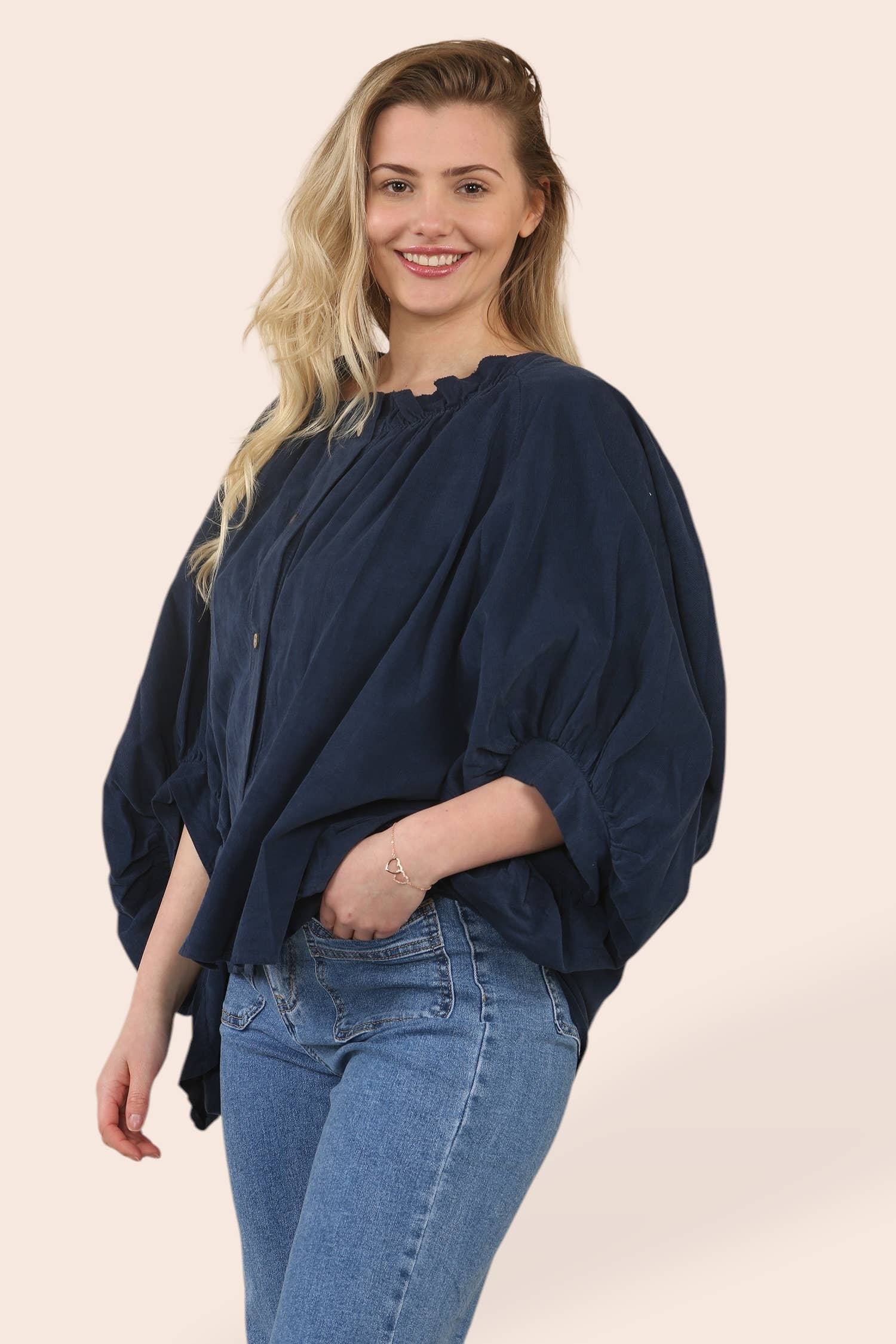 Kurt Muller - Vente Chemisier – femme - Blouse en Coton Côtelé à Boutons10