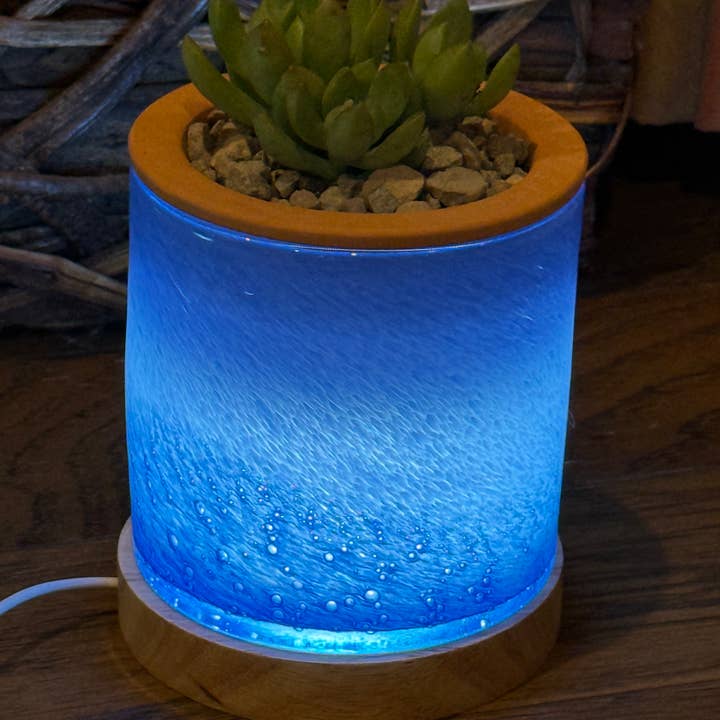 ApricotMint - Wholesale Planter Box - 4.5" LED Self Watering Art Glass Planter10