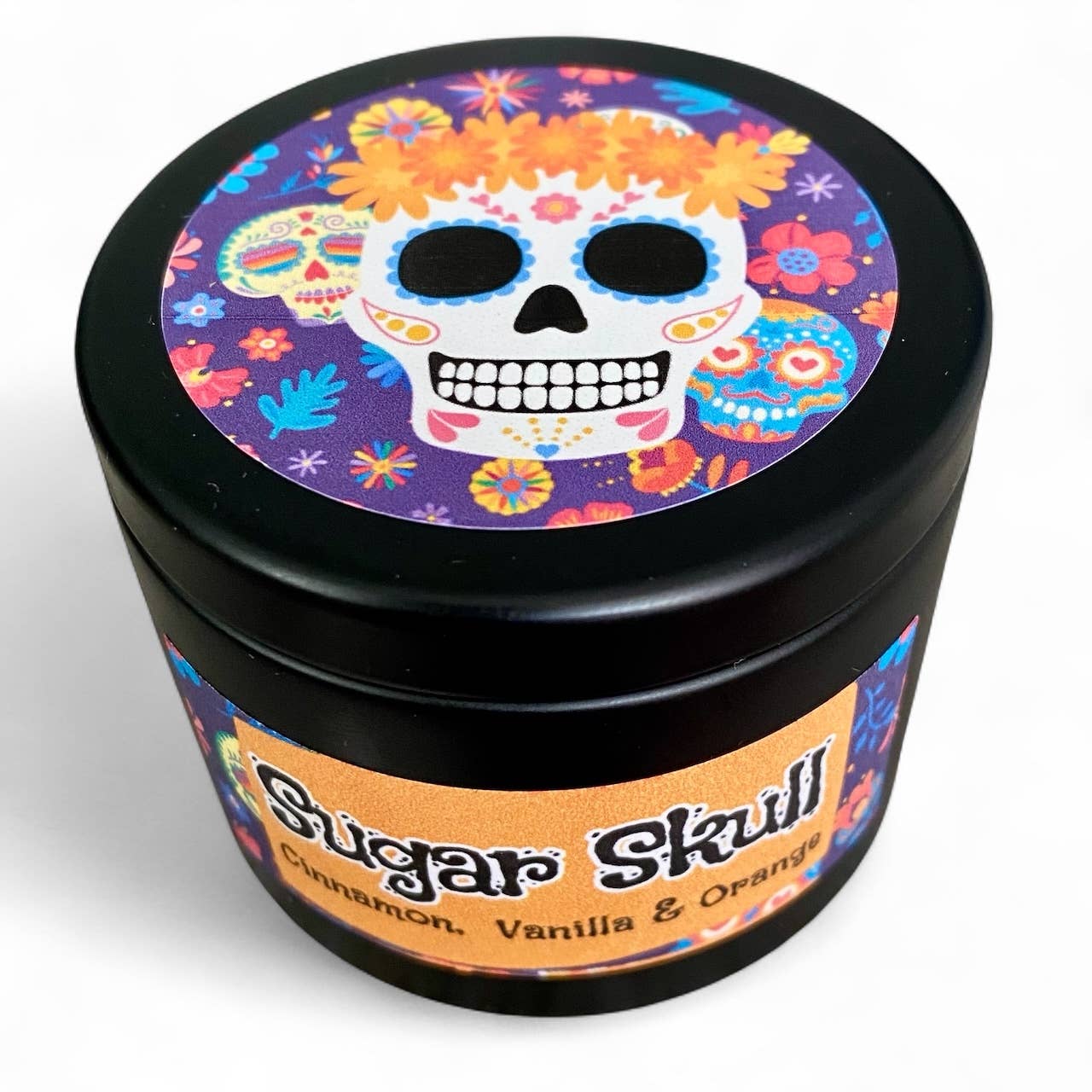 Raven’s Hearth - Wholesale Jar/Filled Candle - Sugar Skull Candle | Cinnamon, Vanilla & Orange | Halloween1