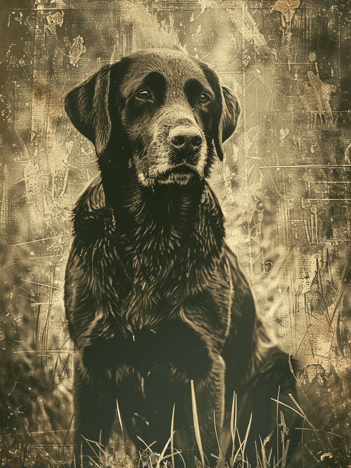 Grunge Black Labrador Retriever 8”x10” Art Print for wholesale by Mowbi