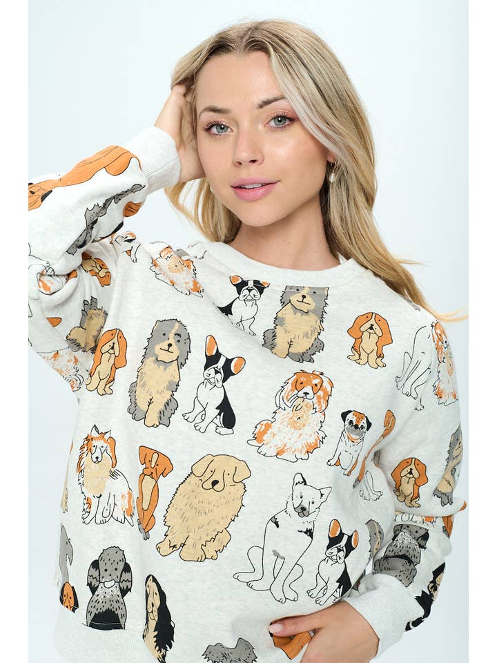 SM WARDROBE – wholesale Sweatshirt – Women's – COLORFUL DOGS PRINT SWEATSHIRT3