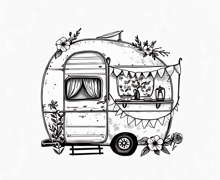 The Boozy Bookworm Art Kits – wholesale DIY craft kit – Boho Vintage Camper DIY Painting Art Kit ~ 2 sizes1