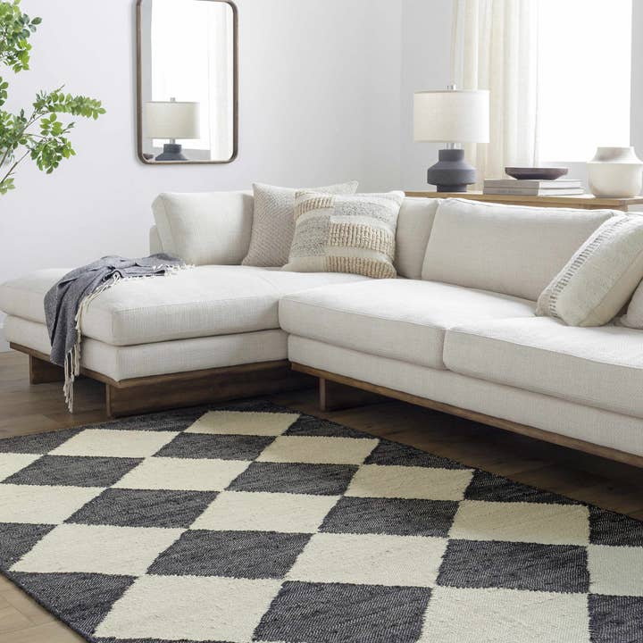 Vivir x Livabliss Antho Black Diamonds Jute Tapijt voor wholesale door Eastern Woven