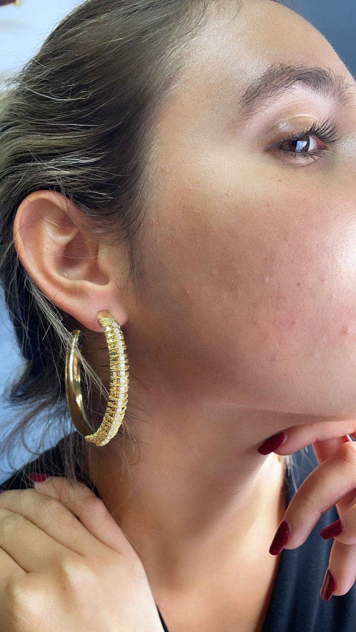 Milie - Venta al por mayor Pendientes de aro - Pendientes de Aro de 18k GF Envueltos a Mano Torcidos5