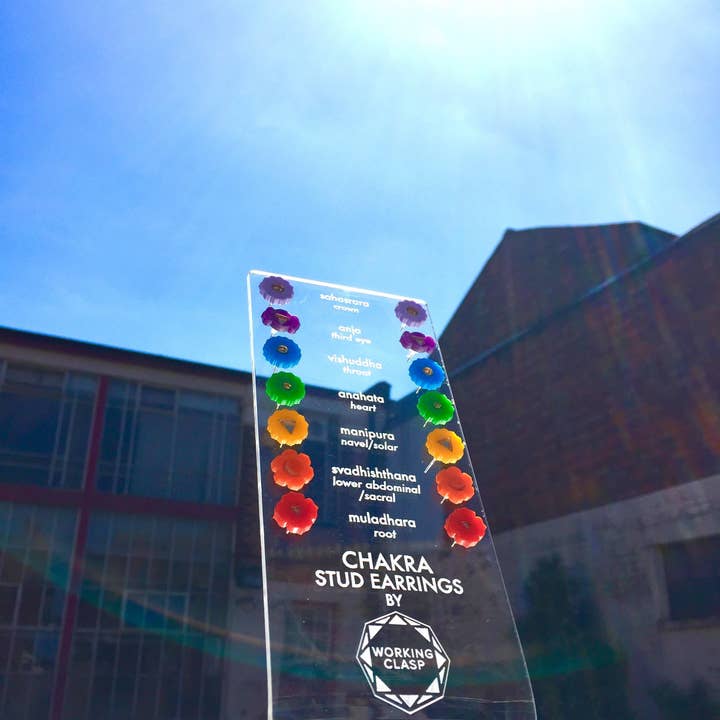 Chakra hellige geometri Stud Øreringe for engroshandel hos Working Clasp