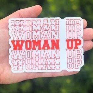 Political Feminist Woman Up sticker for wholesale by With Love Louise