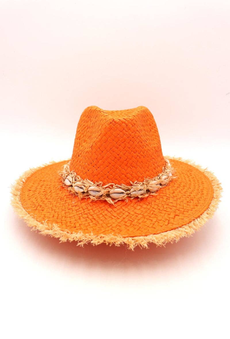 LIL' MOON - Venta al por mayor Sombrero de paja - Mujer - Sombrero con bordes deshilachados y conchas ajustable, talla única10