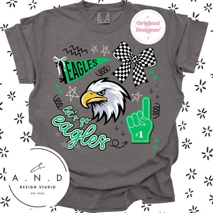 Eagles Mascot Doodle- Green for wholesale by A.N.D Design Studio