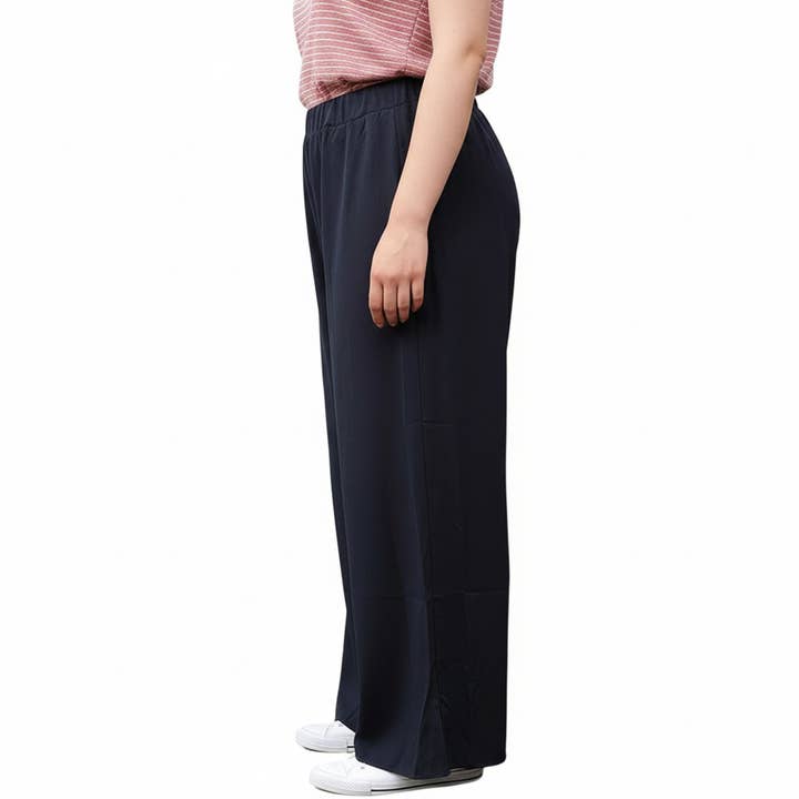Robin K - Wholesale Pants - Women's - Pleione Plus Size Women's Tassel Drawstring Palazzo Pants1