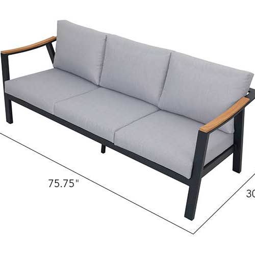 Silver Gray Nova 4-Piece Aluminum & Teak Sofa Set with Stationary Chairs for wholesale on Faire3