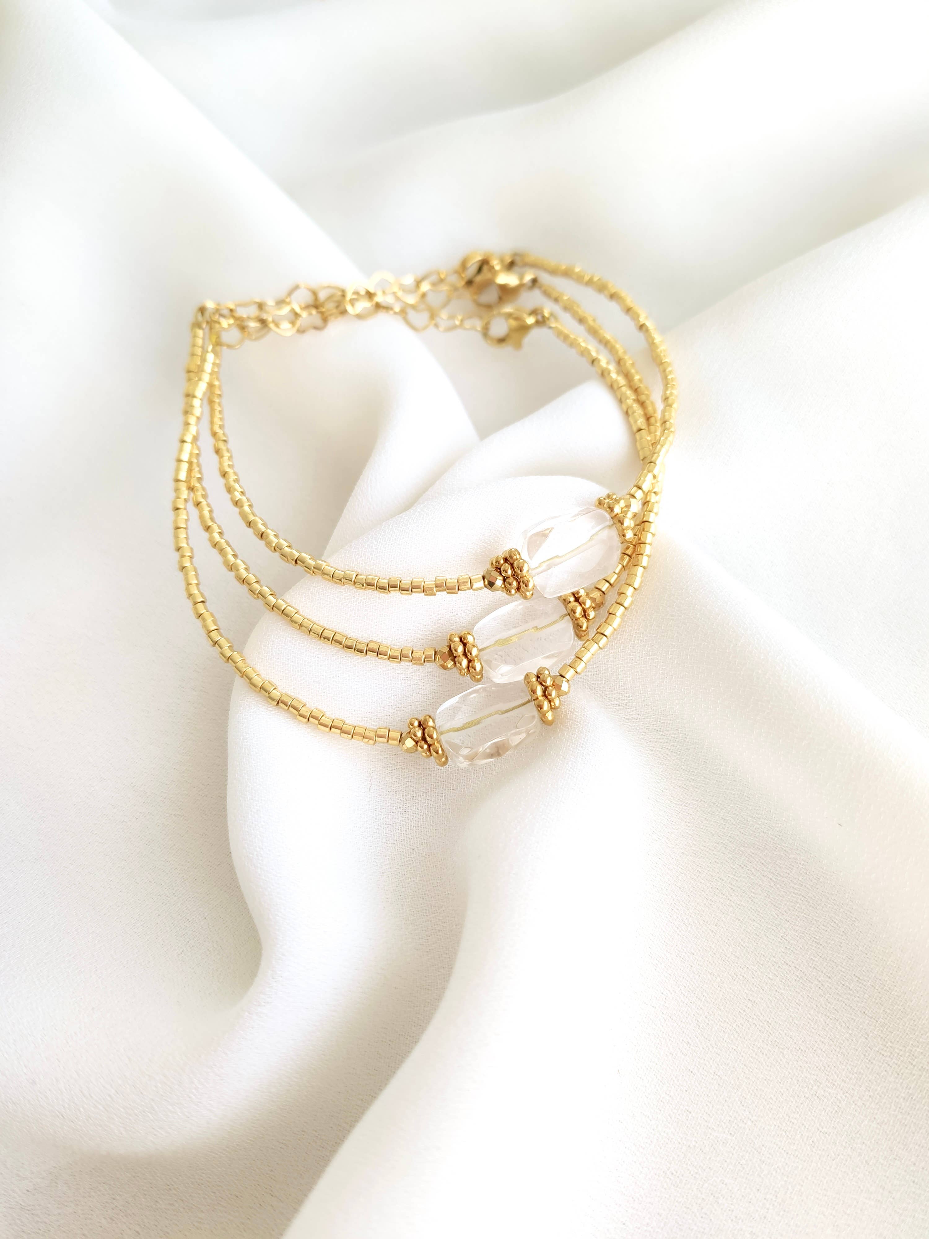 L'Atelier d'Artémis - Venta al por mayor Pulsera de cuentas - Pulsera OLYMPE con cuentas Miyuki chapadas en oro y piedras naturales11