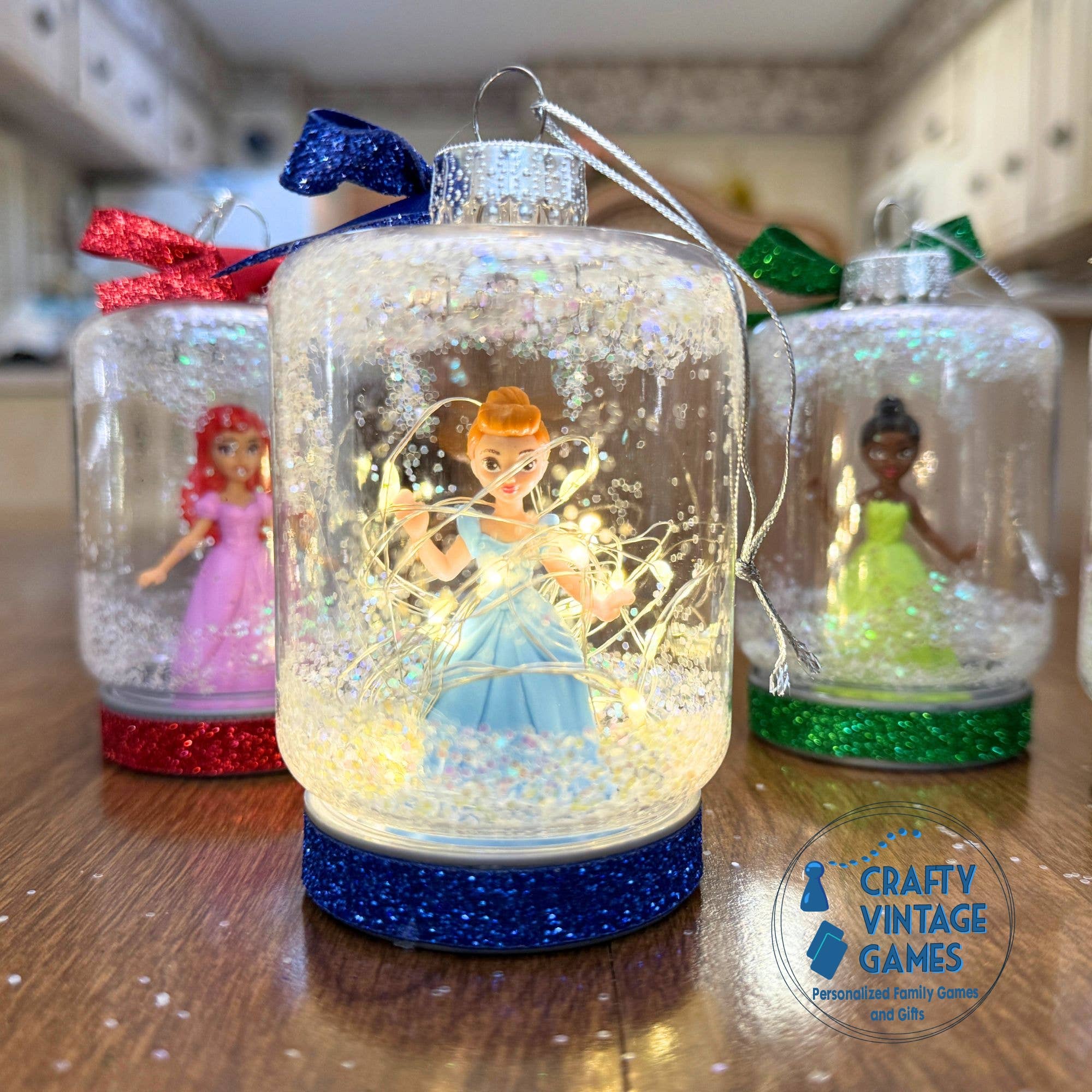 Crafty Vintage Games - Wholesale Ornament - Doll Winter Scene Snow Globe Ornament with Light5