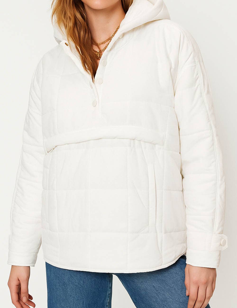 Sweetkama – wholesale Puffer jacket – Women’s – Ladies Button Pullover Hooded Padded Puff Jacket SKT475532