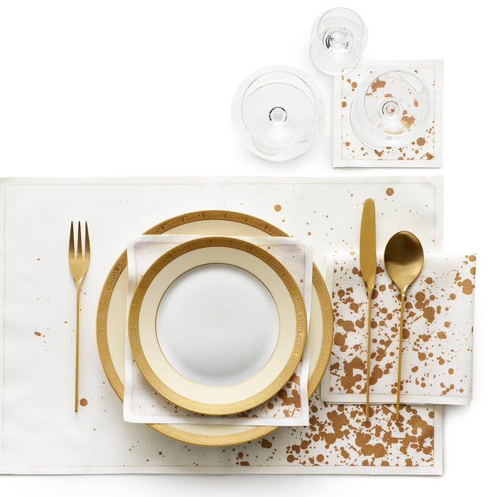 MY DRAP - Wholesale Placemat - Golden Splash! Linen Placemats 6 Units3