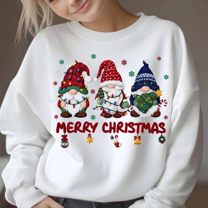 DLT Ecommerce - Wholesale T-Shirt (Graphic) - Women's - Trendy Crochet Yarn Gnomes Shirt, Faux Knitting Xmas Sweater