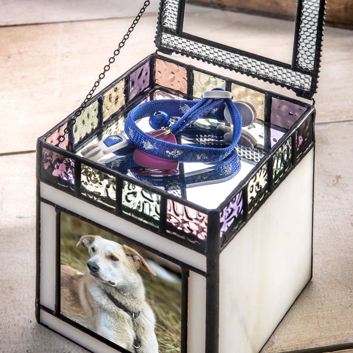 J Devlin Glass Art & Bert Anderson Collection - Wholesale Pet Urn/Keepsake Box - Stained Glass Pet Urn Keepsake Dog or Cat J Devlin