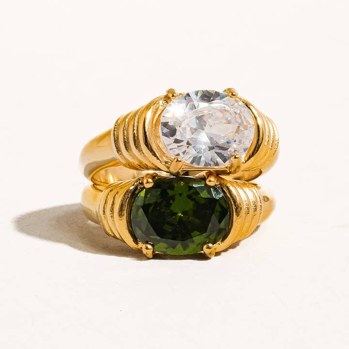 Flânerie by MAIQ - Wholesale Multi-Stone Ring - Verna 18K Gold Non-Tarnish Rhinestone Ring