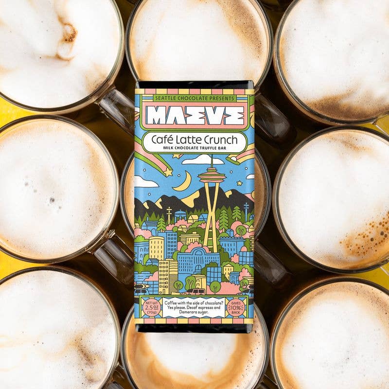 Seattle Chocolate Presents Maeve - Wholesale Chocolate Bar - Café Latte Crunch Truffle Bar2