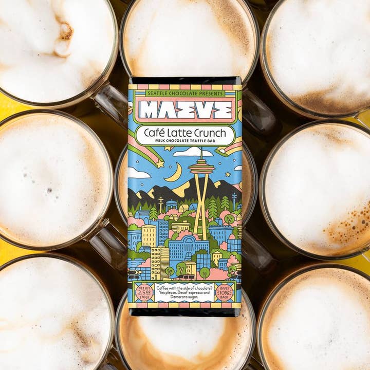 Seattle Chocolate Presents Maeve - Wholesale Chocolate Bar - Café Latte Crunch Truffle Bar2