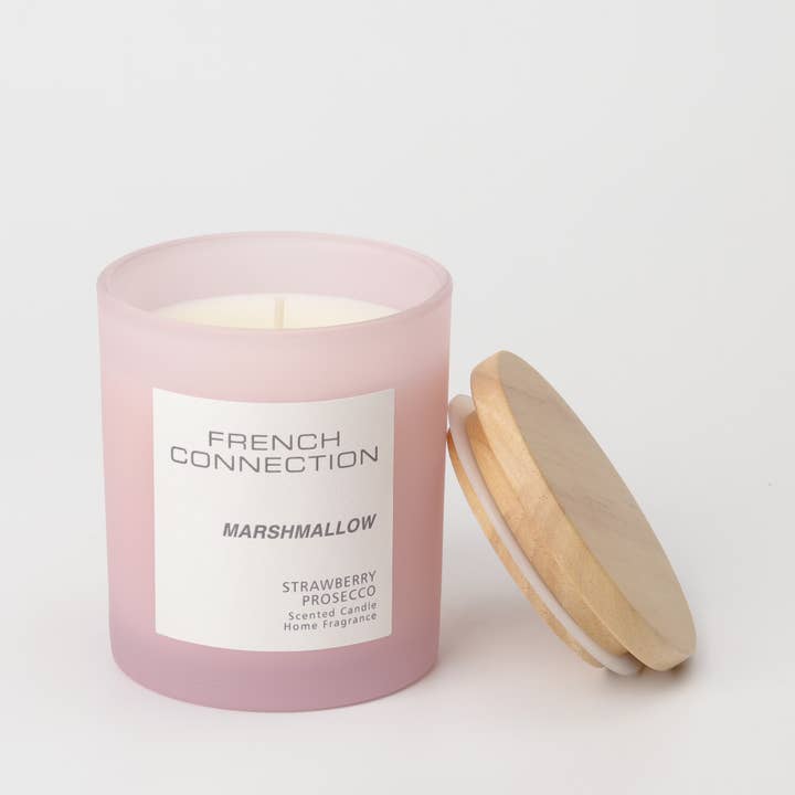 Pastel Strawberry Prosecco Candle 200g for wholesale by French Connection
