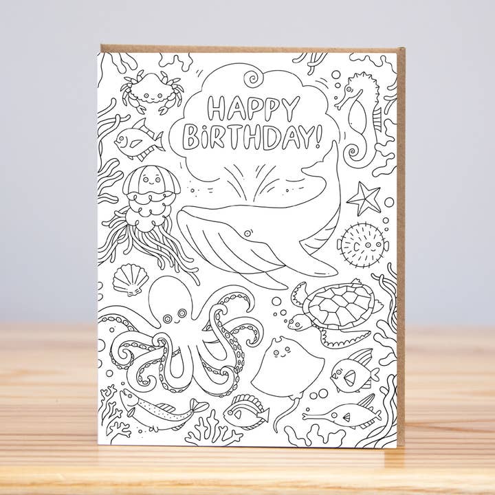 Tarjeta para colorear Under The Sea (tipografía) para venta al por mayor de Huckleberry Letterpress