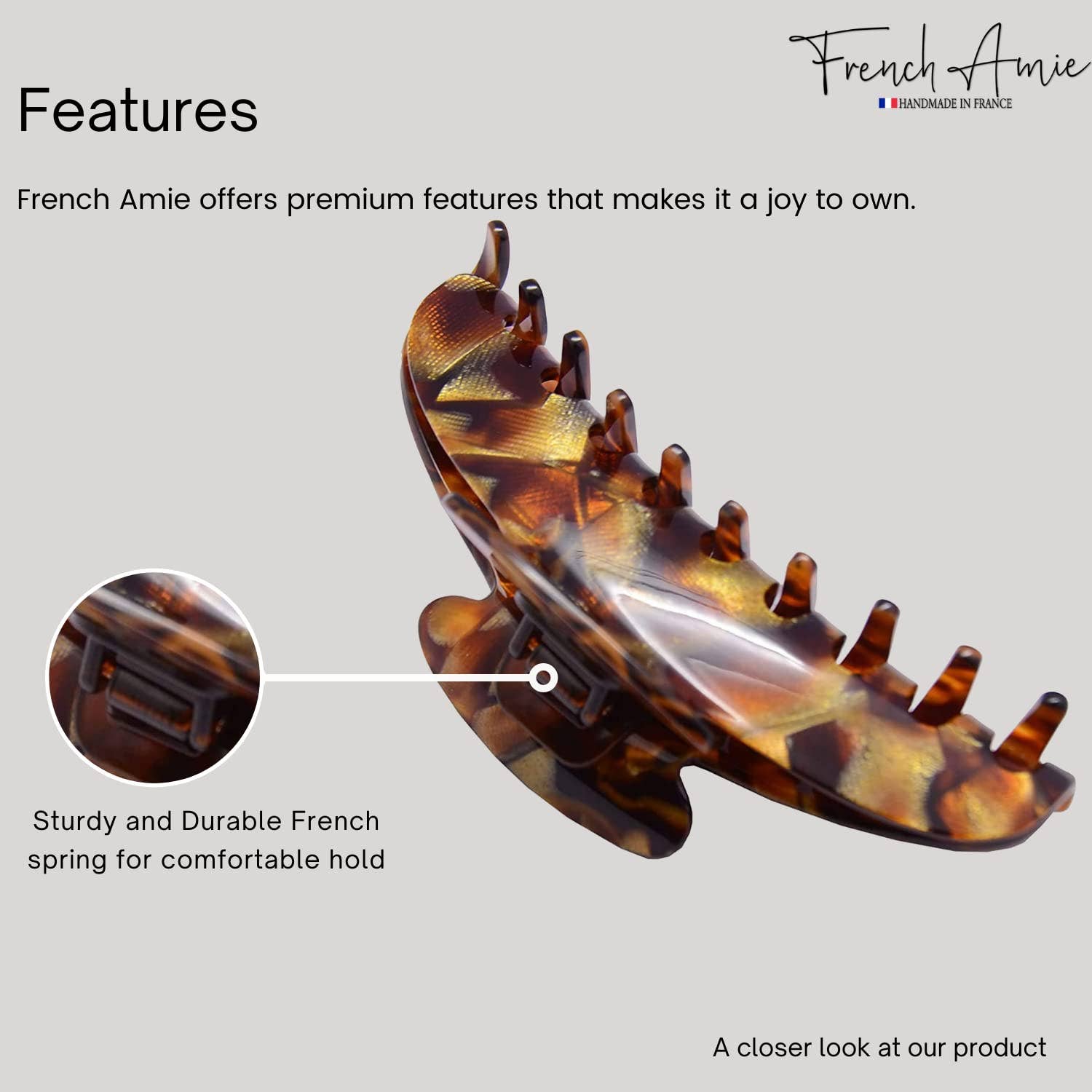 Parcelona - Wholesale Hair Clip - Women's - French Amie Contour Large 4 ¾” Celluloid Handmade Jaw Hair Claw Clip for Women2