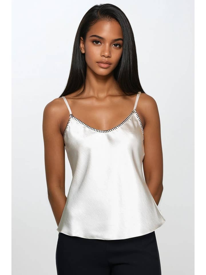 Naked Zebra - Wholesale Tank Top - Women's - Whipstitch Satin Camisole12