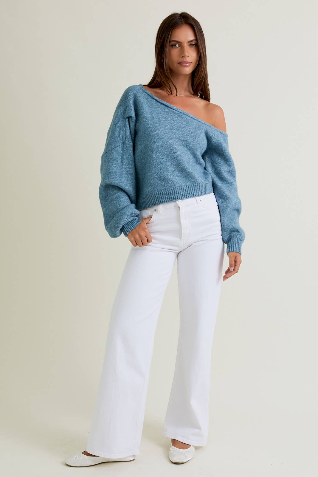 LE LIS - Wholesale Knit Sweater - Women's - ASYMMETRICAL SHOULDER SWEATER TOP4