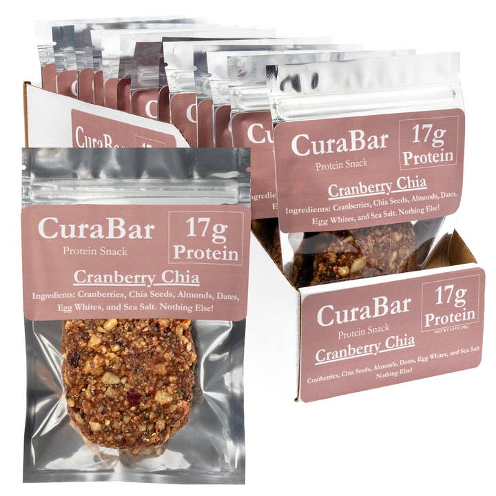 CuraBar Protein Bar, Cranberry Chia (12ct) No Preservatives for wholesale by CuraBar
