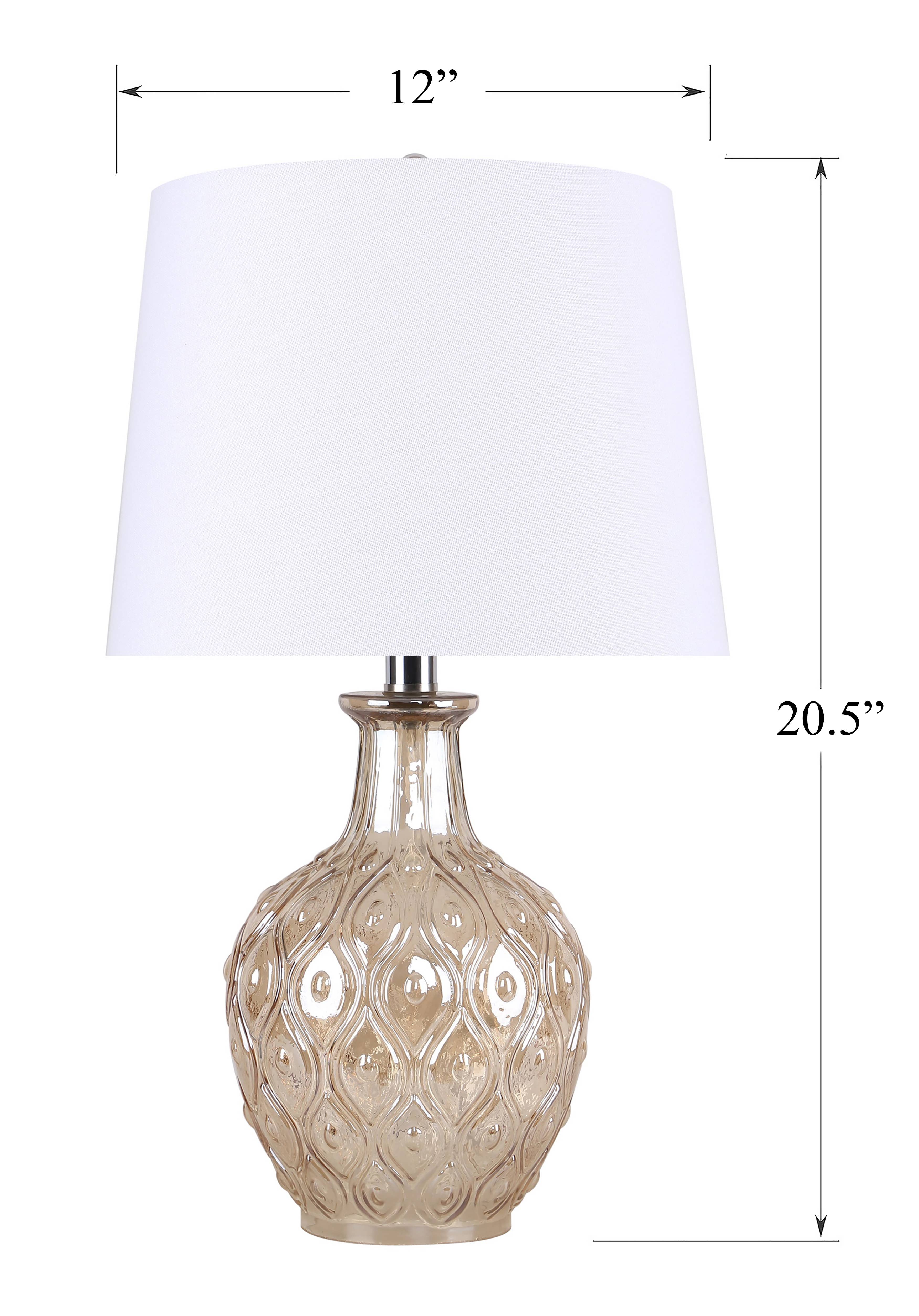 LumiSource and Grandview Gallery - Wholesale Accent/Desk Lamp - 20.5" Glass Table Lamp w/ Patterned Base & Linen Shade (2PK)7