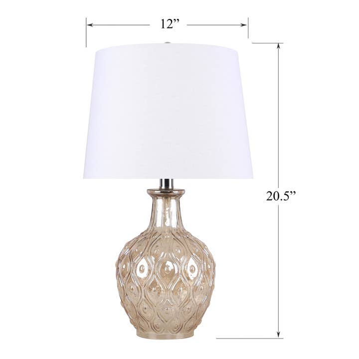 LumiSource and Grandview Gallery - Wholesale Accent/Desk Lamp - 20.5" Glass Table Lamp w/ Patterned Base & Linen Shade (2PK)7
