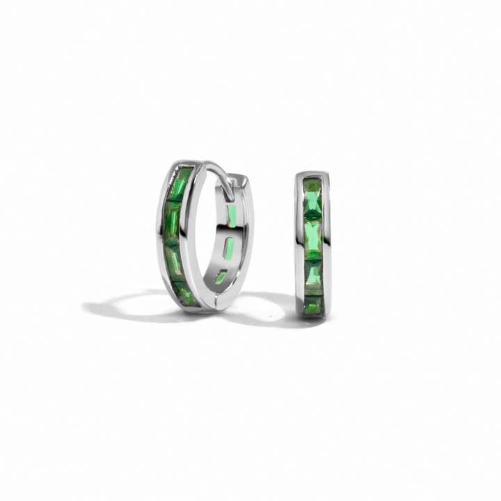 Sami Jewels - Wholesale Huggie Earrings - Emerald Baguette Huggies2