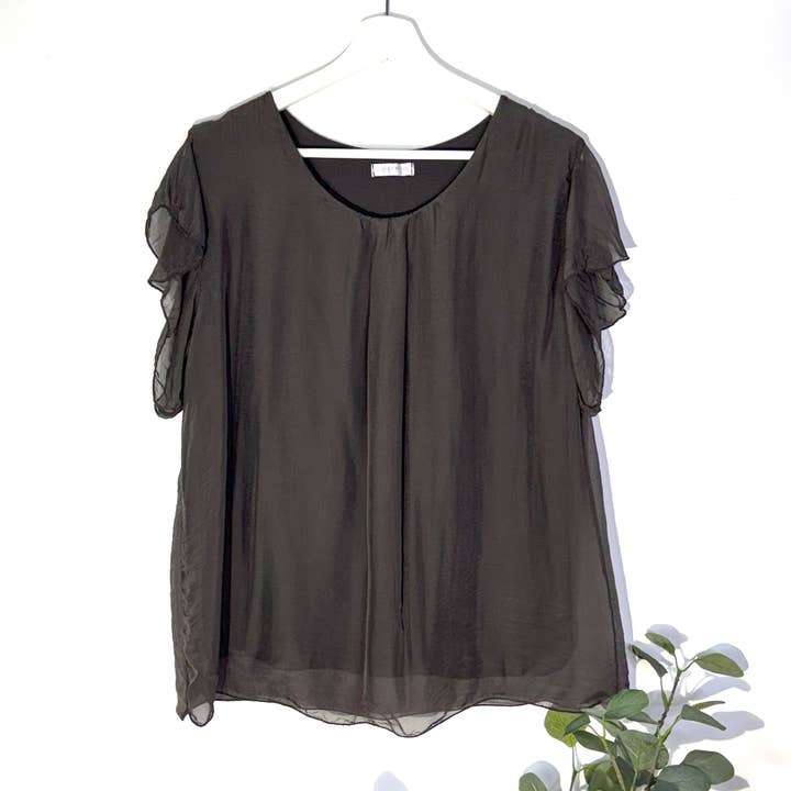 Tempest Designs - Wholesale Blouse - Women's - Boxy silk blend top with a slight angel sleeve (S-M)