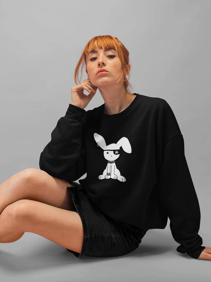 Punk Pirate Bunny Crewneck Sweatshirt | Goth, Kawaii for wholesale by Gesshoku