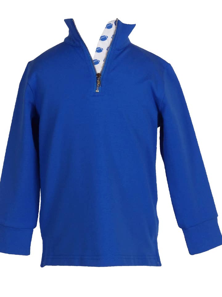 Dia de Jogo Quarter Zip - Azul por atacado de The Yellow Lamb