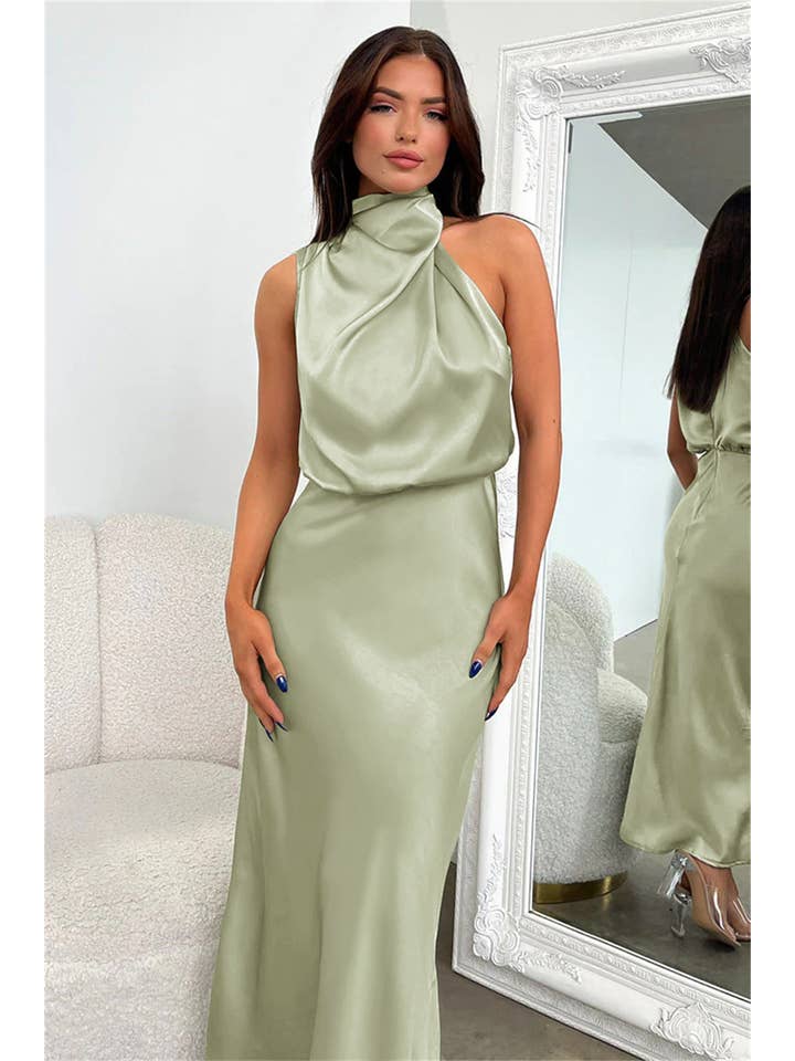 Sweetkama - Wholesale Dress - Women's - Ladies Eleganr Sleeveless Satin Midi Dress GQQT40