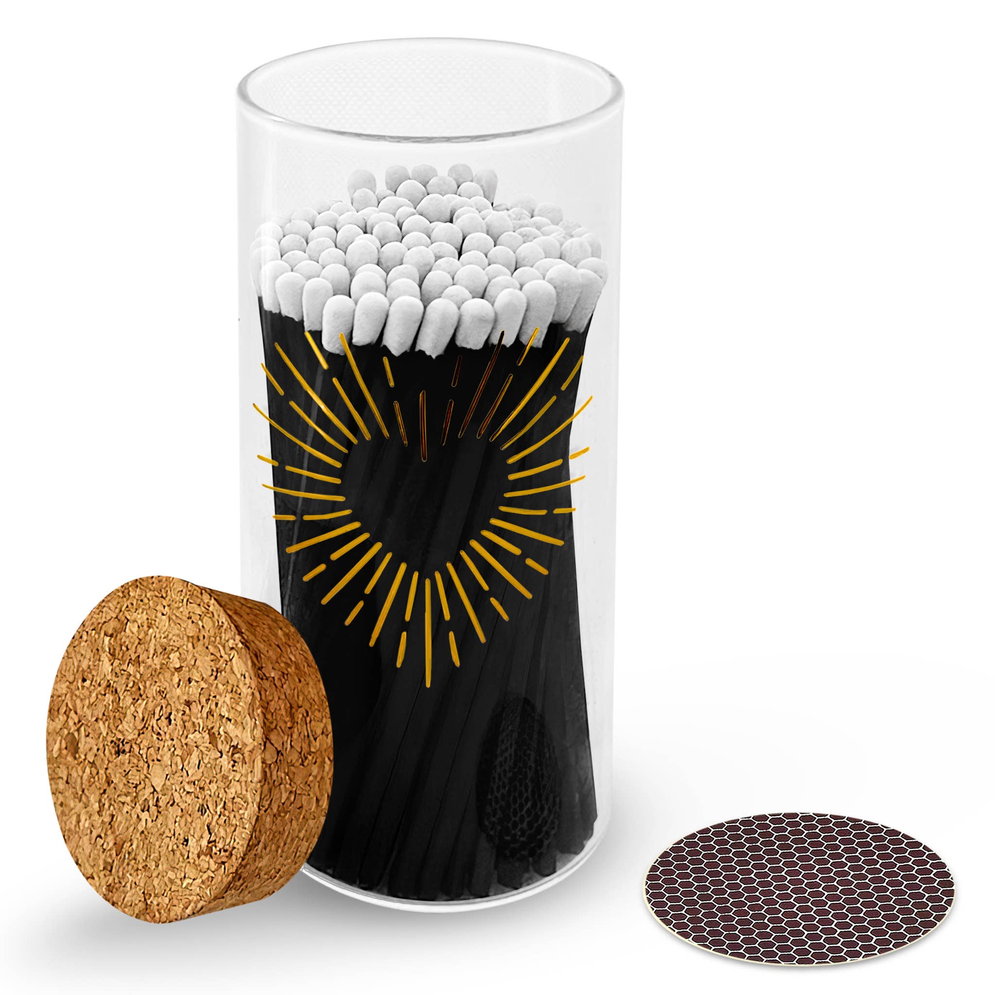 Thankful Greetings – wholesale Tändsticka – Guldtryck med 4" tändstickor & stor korktoppburk5