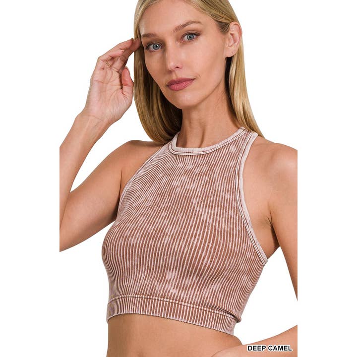 Apolline – wholesale Tank top – Women′s – WASHED RIBBED SEAMLESS RACERBACK CROP TOP