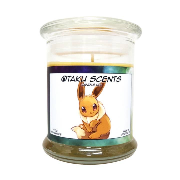 Otaku Scents - Wholesale Jar/Filled Candle - Eevee Scented Jar Candle, Warm Vanilla & Caramel, 9 oz0