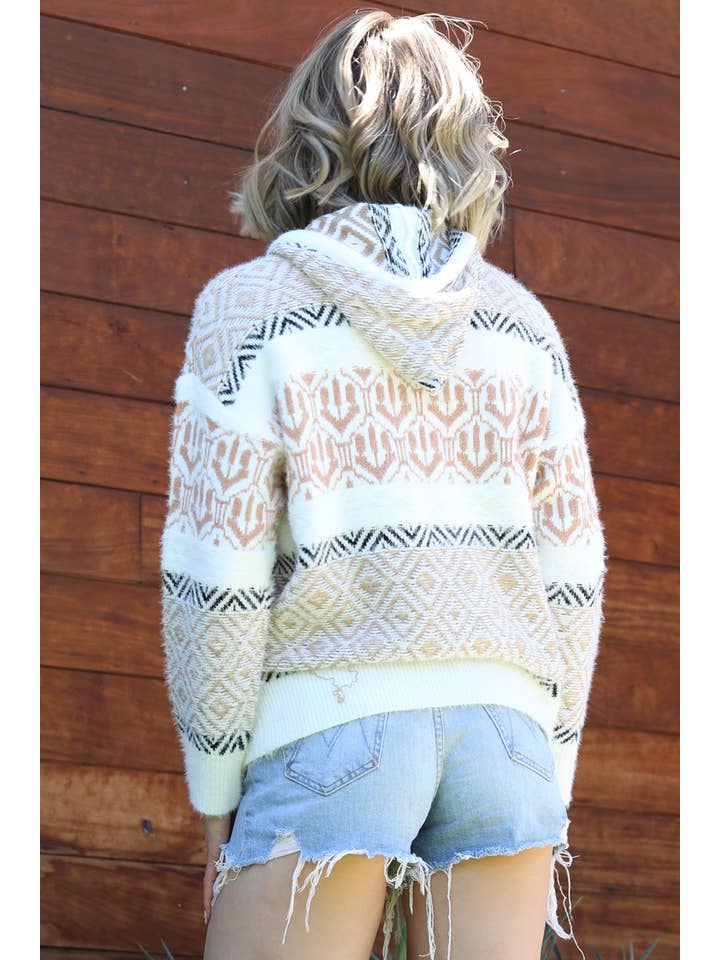 ANGIE - Wholesale Hoodie - Women's - XHR14-ASIS FUZZY HOODED PULLOVER SWEATER