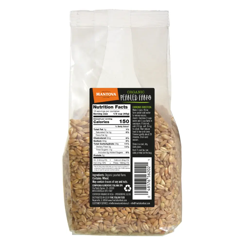 Fine Italian Food - Wholesale Whole Grains - Mantova Organic Pearled Farro, 1 lb.1