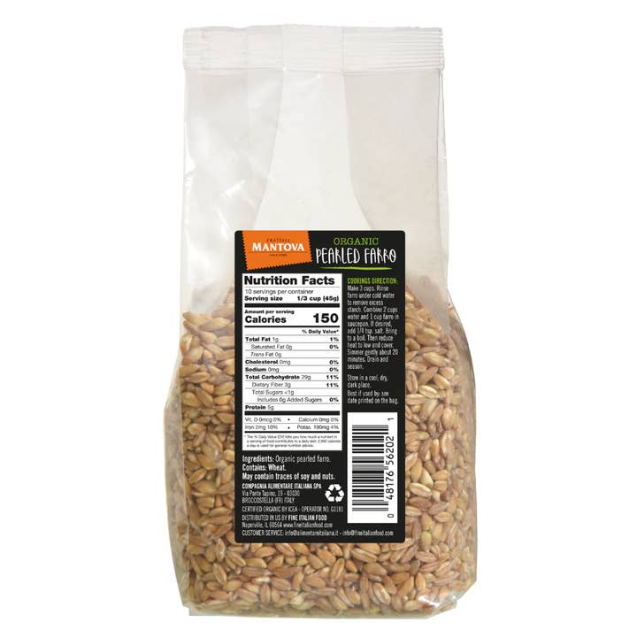 Fine Italian Food - Wholesale Whole Grains - Mantova Organic Pearled Farro, 1 lb.1