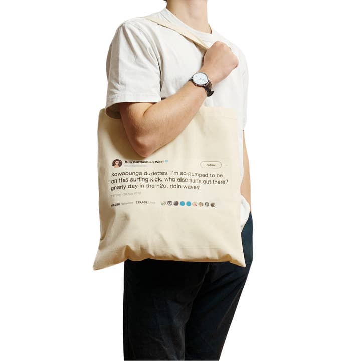 ZZZEBRAAA LIMITED - Wholesale Tote Bag - Unisex - Kim Kardashian Twitter Tote Bag Funny Celebrity Y2K Surfer